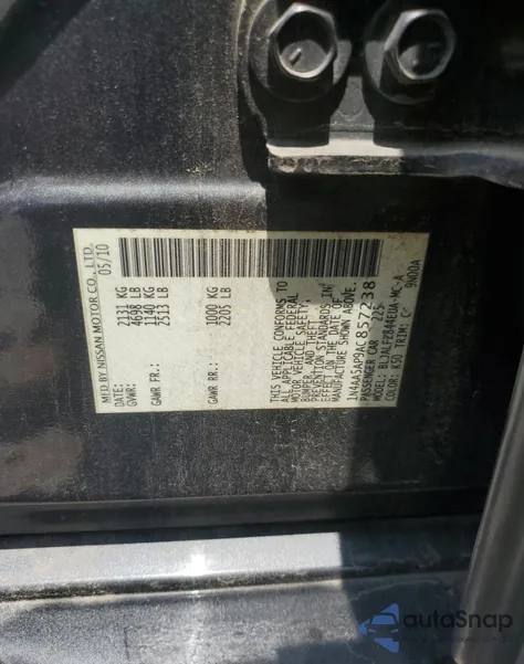 2010 Nissan Maxima S из США, поврежденный, VIN 1N4AA5AP9AC857238